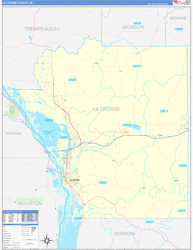 La Crosse County, WI Wall Map Zip Code Basic Style 2024